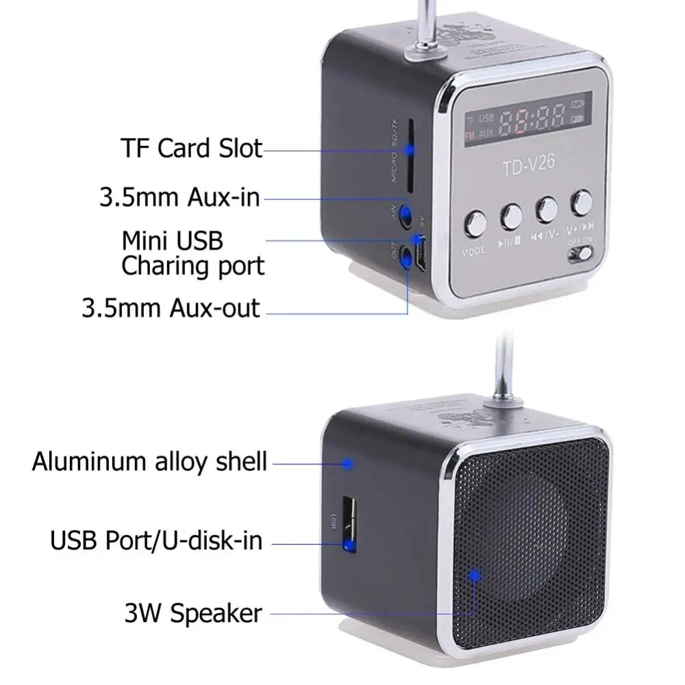 Mini Portable Sound Speaker TF Card FM Radio AUX Stereo Music Player Bluetooth Speaker Outdoor Loudspeaker For PC Computer Phone