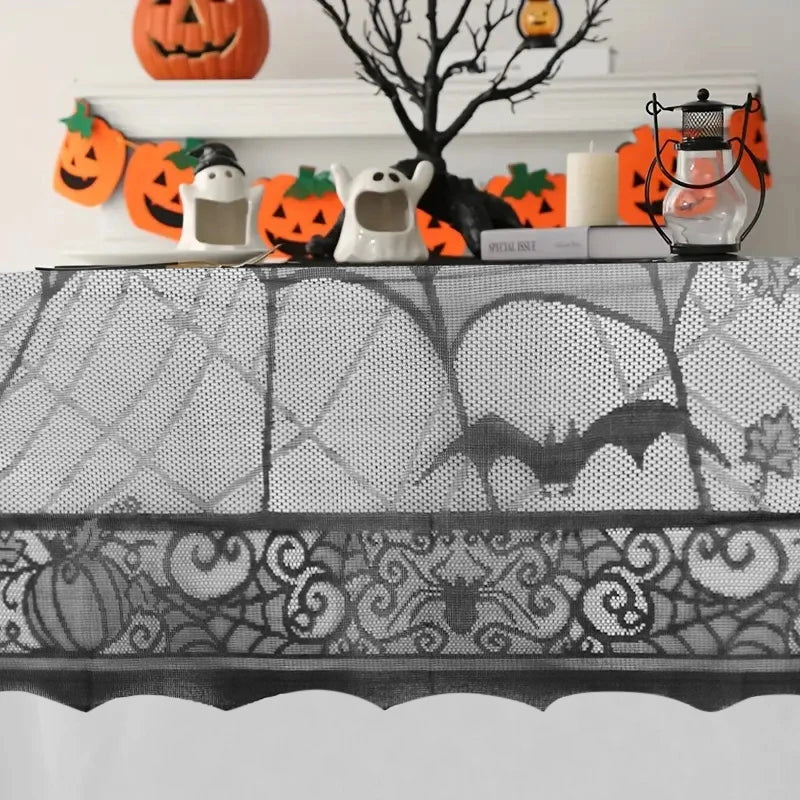 1 pcs of Halloween lace tablecloth spider web skull pattern rectangular shape for party decoration haunted house pumpkin design
