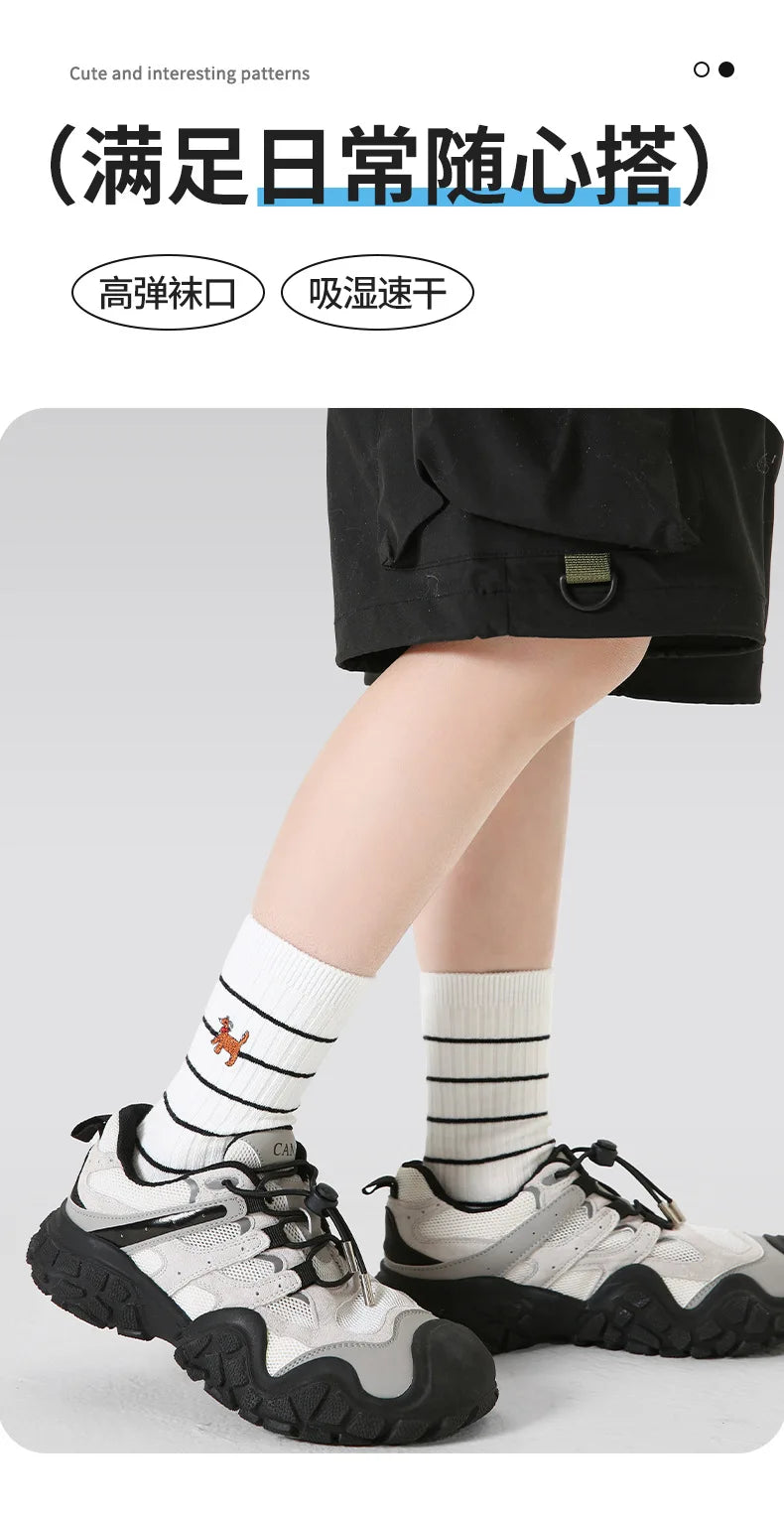 Newest Boys Girls Socks 2025 Spring Baby Cotton Socks Sport Sock  Double Needle 3-12T Children's  Socks