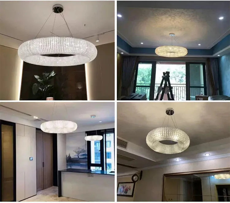 American Luxury Loft Led Chandelier Modern Living Room Pendant Lights K9 Crystal Suspend Lamp Home Decor Indoor  Lustre Fixtures