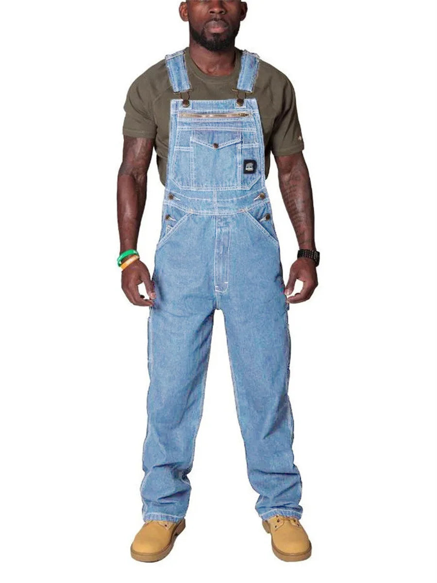 Mens Jeans Cargo Trousers Overalls for Men Fashion Denim Jumpsuit Oversized Bib Pants Men's Clothing Straight Streetwear