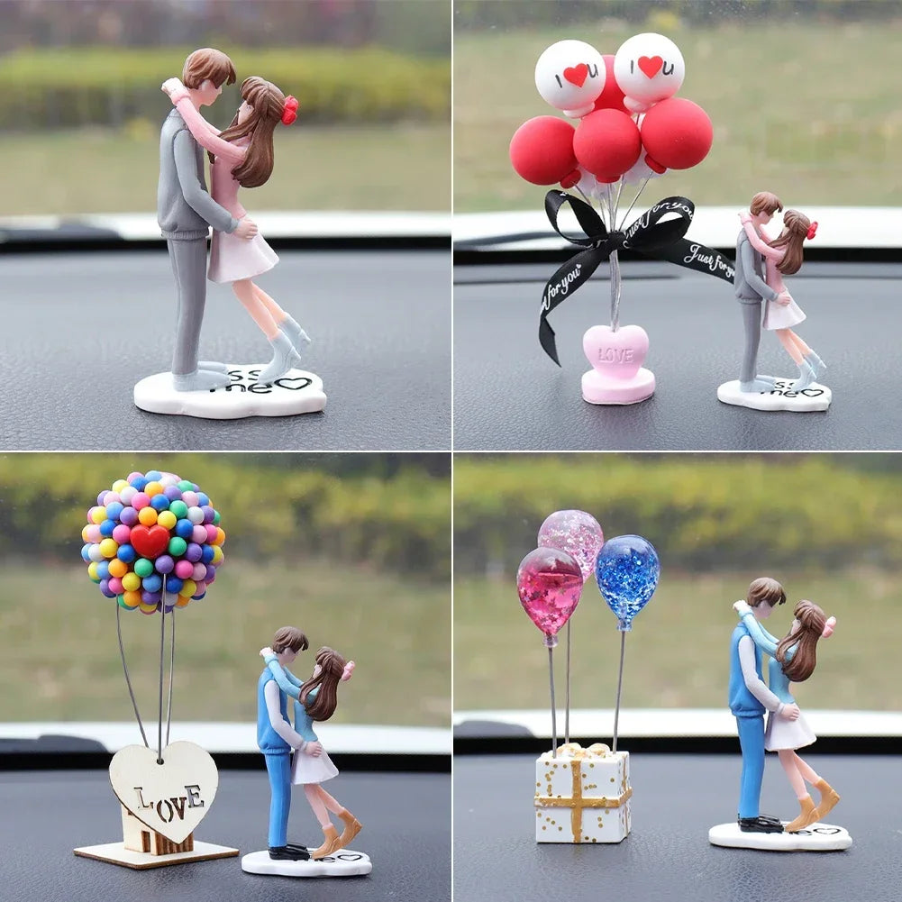 Cartoon Couples Car Decoration Accessories Romantic Lovers Figurines Balloon Ornament Auto Interior Dashboard Accessories Gifts