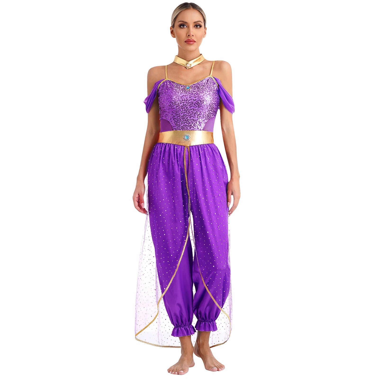 Festival Arabian Princess Costumes Indian Dance Embroider Bollywood Jasmines Costume Party Halloween Cosplay Jasmines Outfit