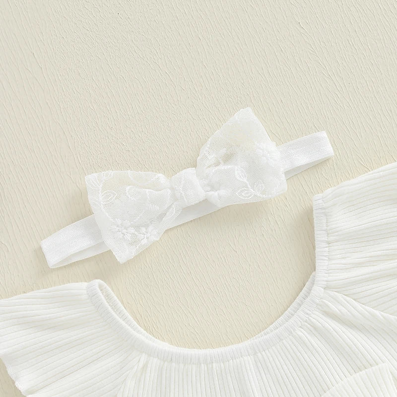 Toddler Girls Floral Print Sleeveless Romper Dress with Matching Headband Set for Summer Beach Outings and Parties