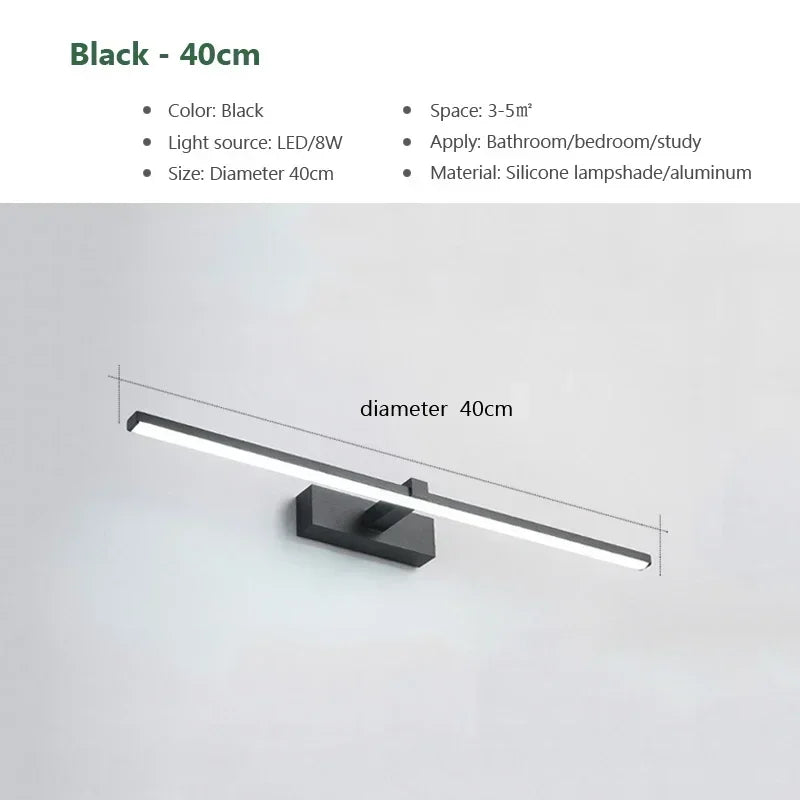 Modern LED Wall Lamp Bathroom Hardwares Sconce Three Colors Lights Aluminum Bathroom Bath Mirror Line Home Decor Light Fixture