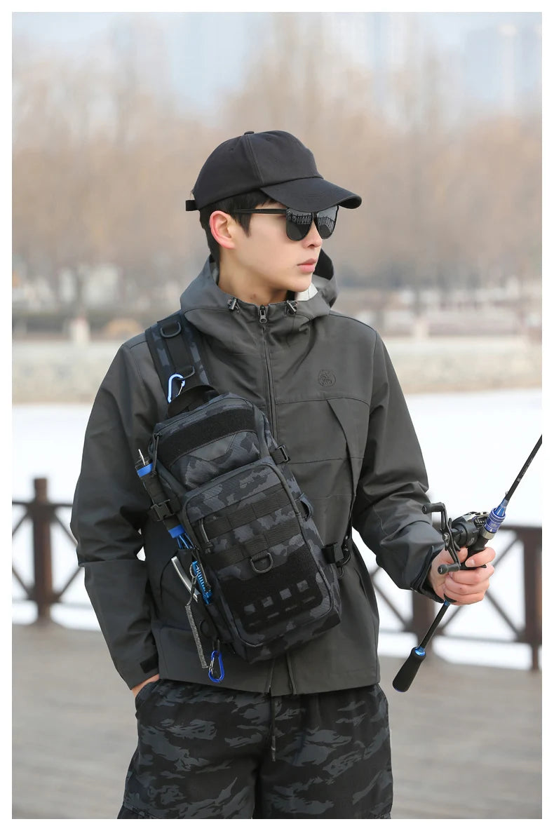 Men Chest Bag Molle Fanny Pack Outdoor Sport Fishing Hunting Camping Hiking Tactical Hook and Loop Fastener Sling Shoulder Bag