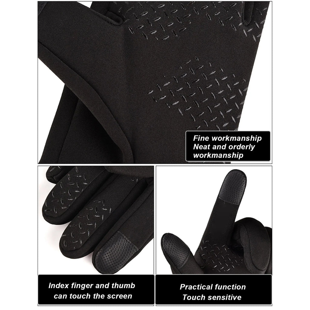 Winter Men Gloves  Windproof Waterproof Brushed Gloves For Outdoor Sports Activities Skiing Black Winter Men Gloves