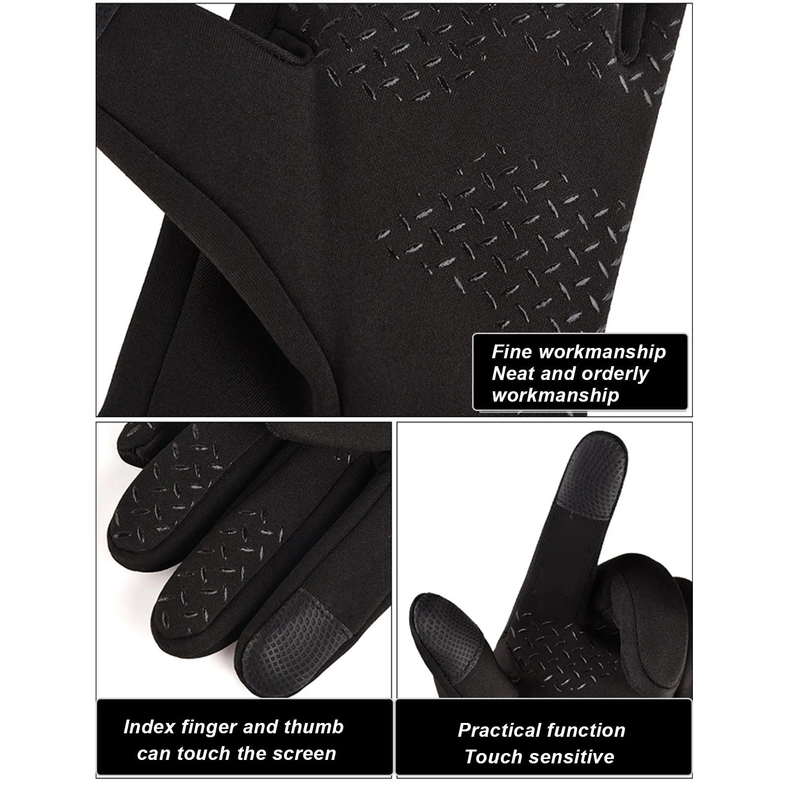 Winter Men Gloves  Windproof Waterproof Brushed Gloves For Outdoor Sports Activities Skiing Black Winter Men Gloves
