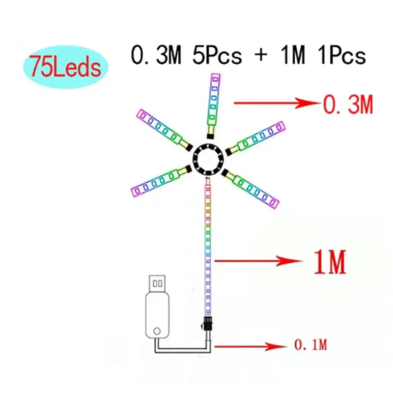 5V RGB Firework Strip Light LED Bluetooth 24key Remote Control USB WS2812 Changing Color Smart Lamp Sync Music Home Decor Lights