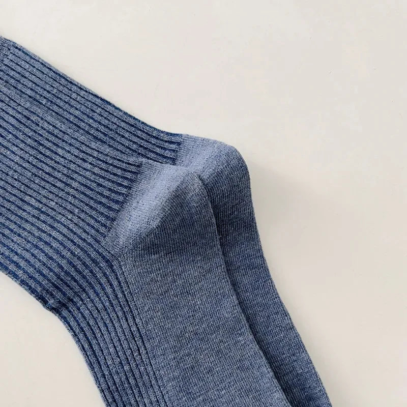 Mens Socks Casual Fashion  Men Business Male Breathable Elastic Cotton Long Socks Solid Color Black Blue Gray SocksAutumn Winter