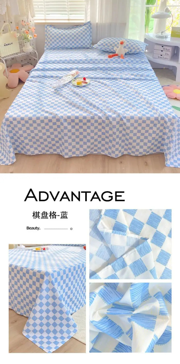 Bed Sheets Plaid Non-slip Comfortable Washed Twin Queen Full Size Nordic Style Universal Bedspread Simple Durable Antibacterial