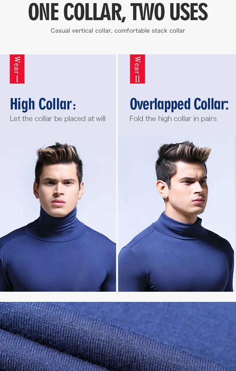 Men's thermal underwear in turtleneck lapel autumn thin Modal autumn and winter long-sleeved base shirt single slim-fit top
