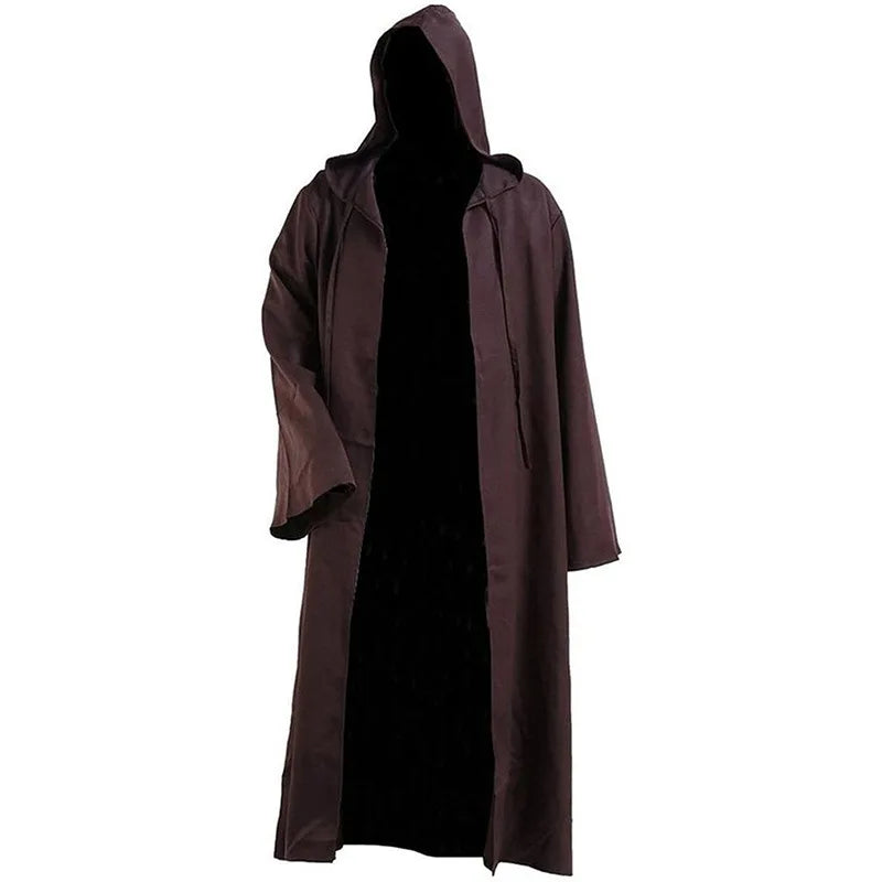 Halloween Festival Costumes Solid Long Robe Cosplay Costumes Abayas Hooded Punk Style Cloak Medieval Gothic Cape Novelty