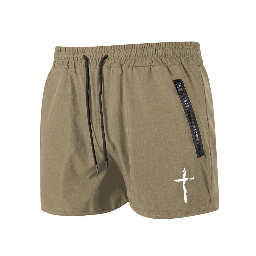 Men's Swimming Trunks Summer Gyms Fitness Bodybuilding Men Cross Print Beach Shorts Boxer Trunks Men Running Sport Sportwaer