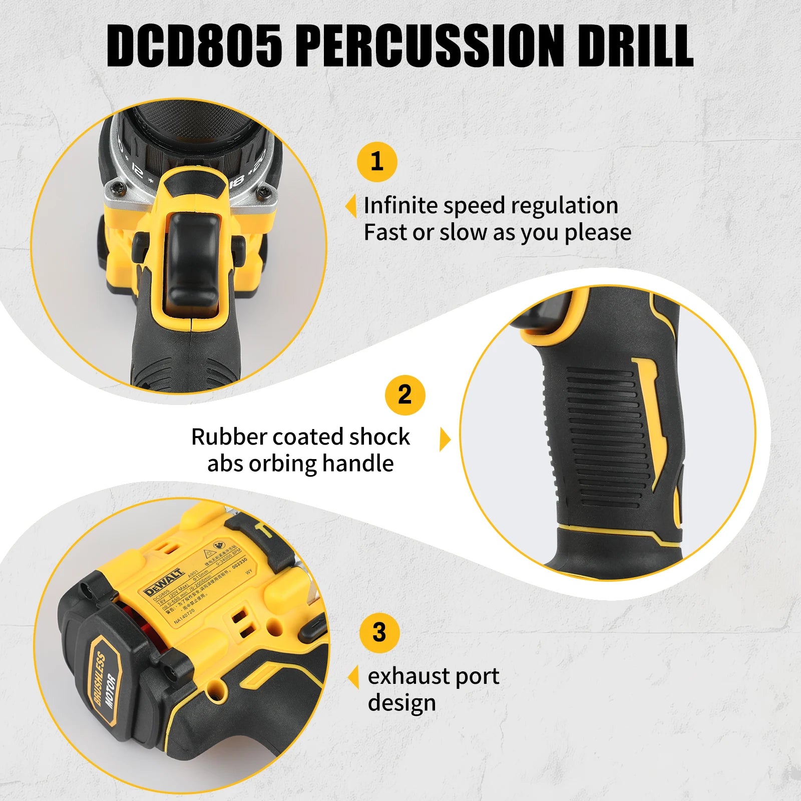 Dewalt 20V DCD805 Cordless Impact Drill Brushless Impact Drill/driver Kit Tool, Car Repair Tool