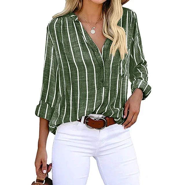 Casual Loose Striped Shirts For Women Autumn Vintage Women's Oversized Shirts And Blouses Fashion Elegant Youth Female Tops