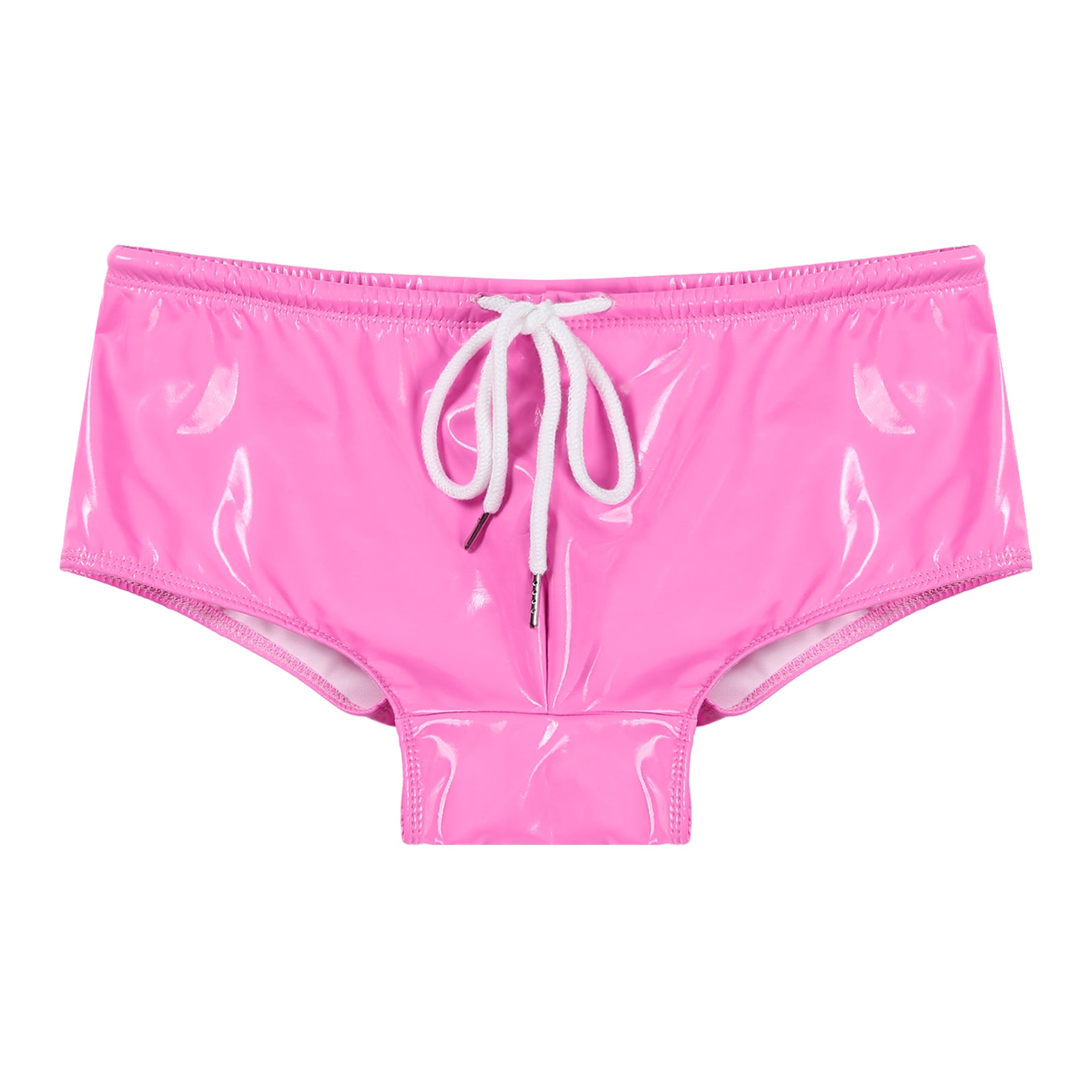 Men Swimming Trunks Wet Look Patent Leather Shorts Short Pants Low Rise Drawstring Boxer Shorts Beach Swimwear Party Clubwear