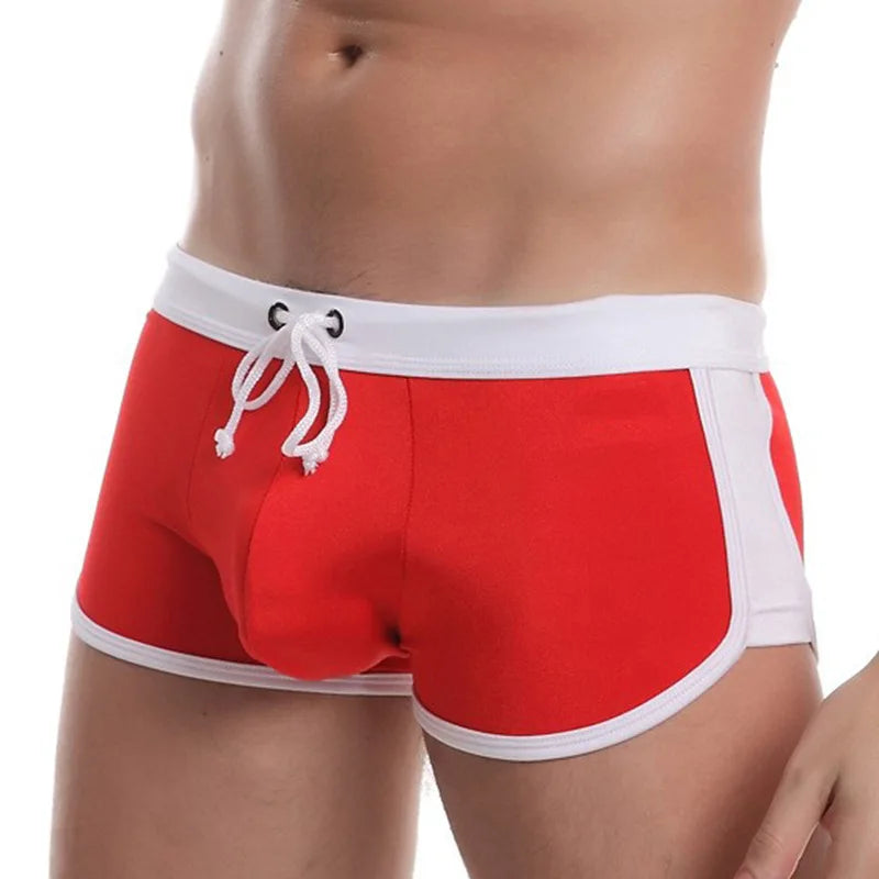 Men's Swimming Trunks with Drawstring Flat Angle Swim Shorts Quick Dry Beach Shorts for Water Sports