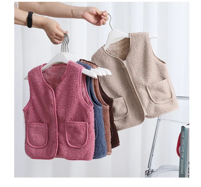 toddler girl winter clothes Autumn and Winter Children's New Lamb Velvet Vest Warm Vest for Infants and Girls toddler