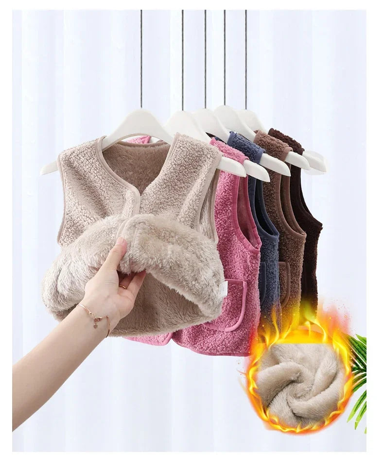 toddler girl winter clothes Autumn and Winter Children's New Lamb Velvet Vest Warm Vest for Infants and Girls toddler