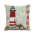 Throw Pillow Cover Watercolor Lighthouse Navigation Ocean Seagull Boat Home Sofa Cushion Cover Home Decor Pillowcase 40x40 Cm