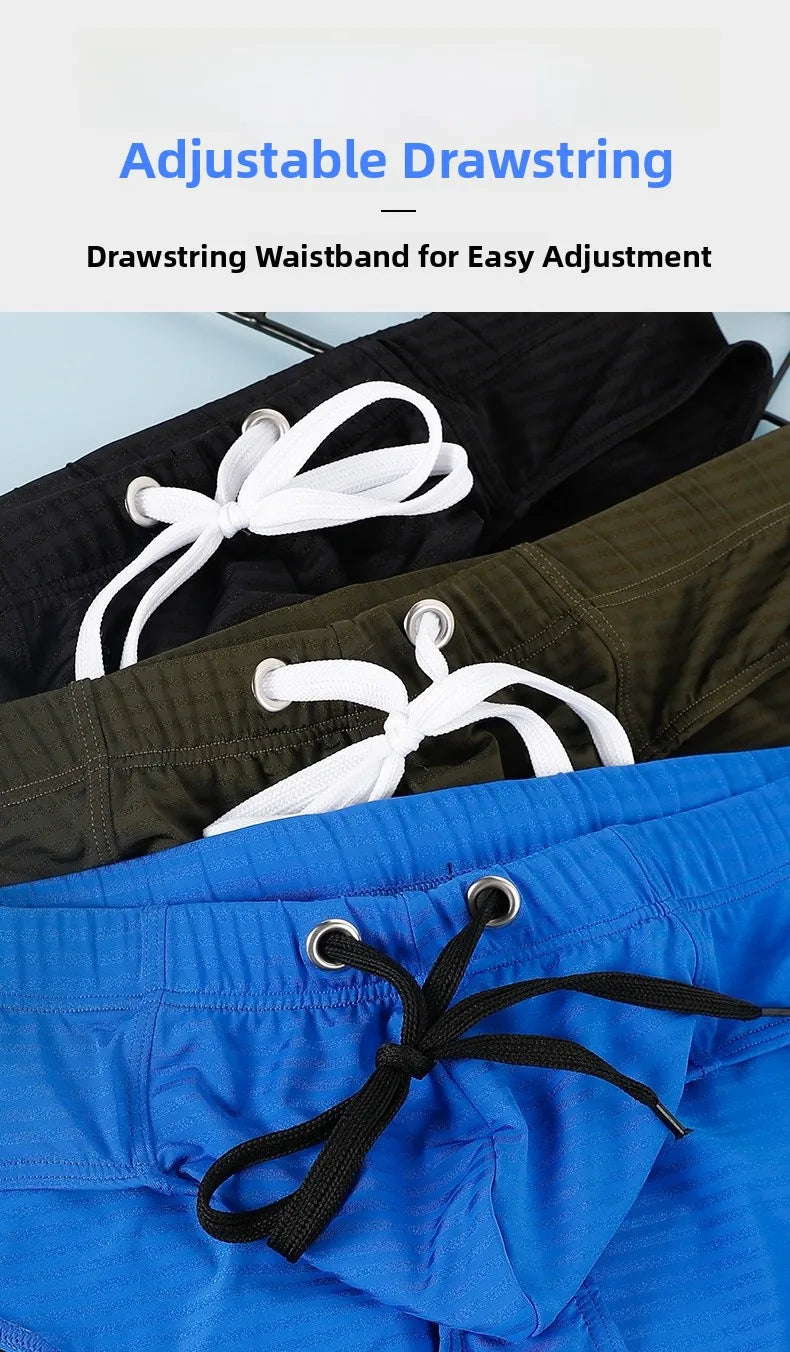 Men's Solid Color Swim Trunks Drawstring Slim Fit Anti-Slip, Quick-Dry Athletic Tight Sports Shorts Comfortable Swimming Bottoms