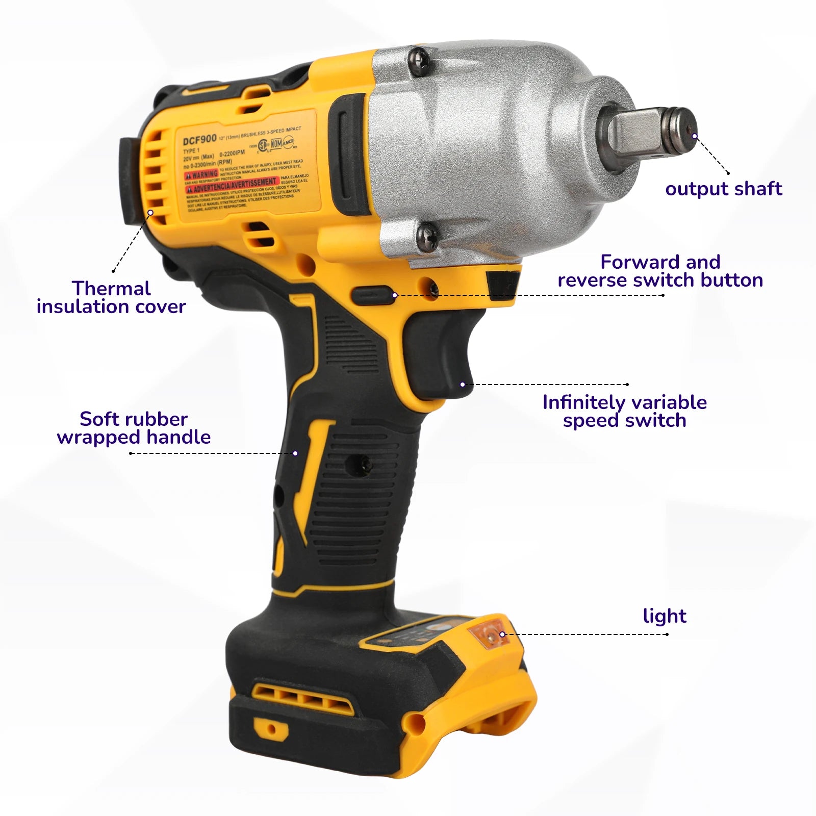 DeWALT DCF900 Brushless Impact Wrench:20V Power,Pressure-Driven Speed,Double Safety&Ergonomic Design for Heavy-Duty Jobs