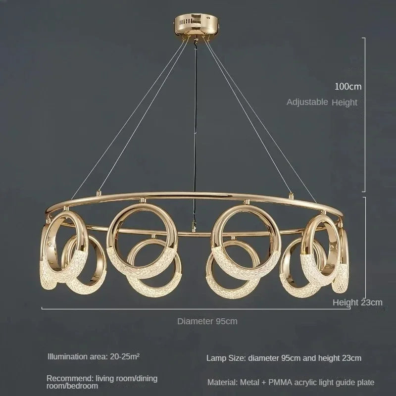 Modern Chandelier For Living Room Bedroom Nordic Golden Ring Ceiling Lamp Luxury Home Decor Indoor Ceiling Light Lustre Fixtures