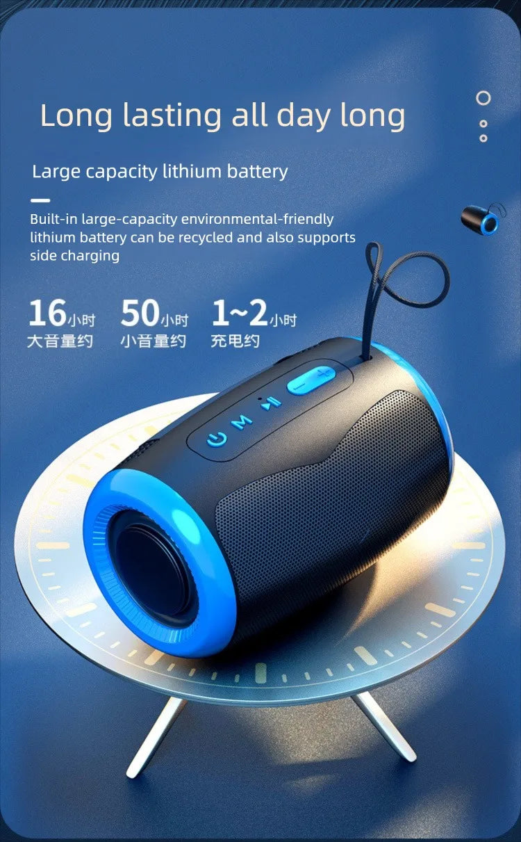 Portable Speaker Wireless Bluetooth Speakers with 5.3 Stereo FM/SD/USB Disk/Aux Modes Waterproof for Outdoor Hifi Sound TSN-1