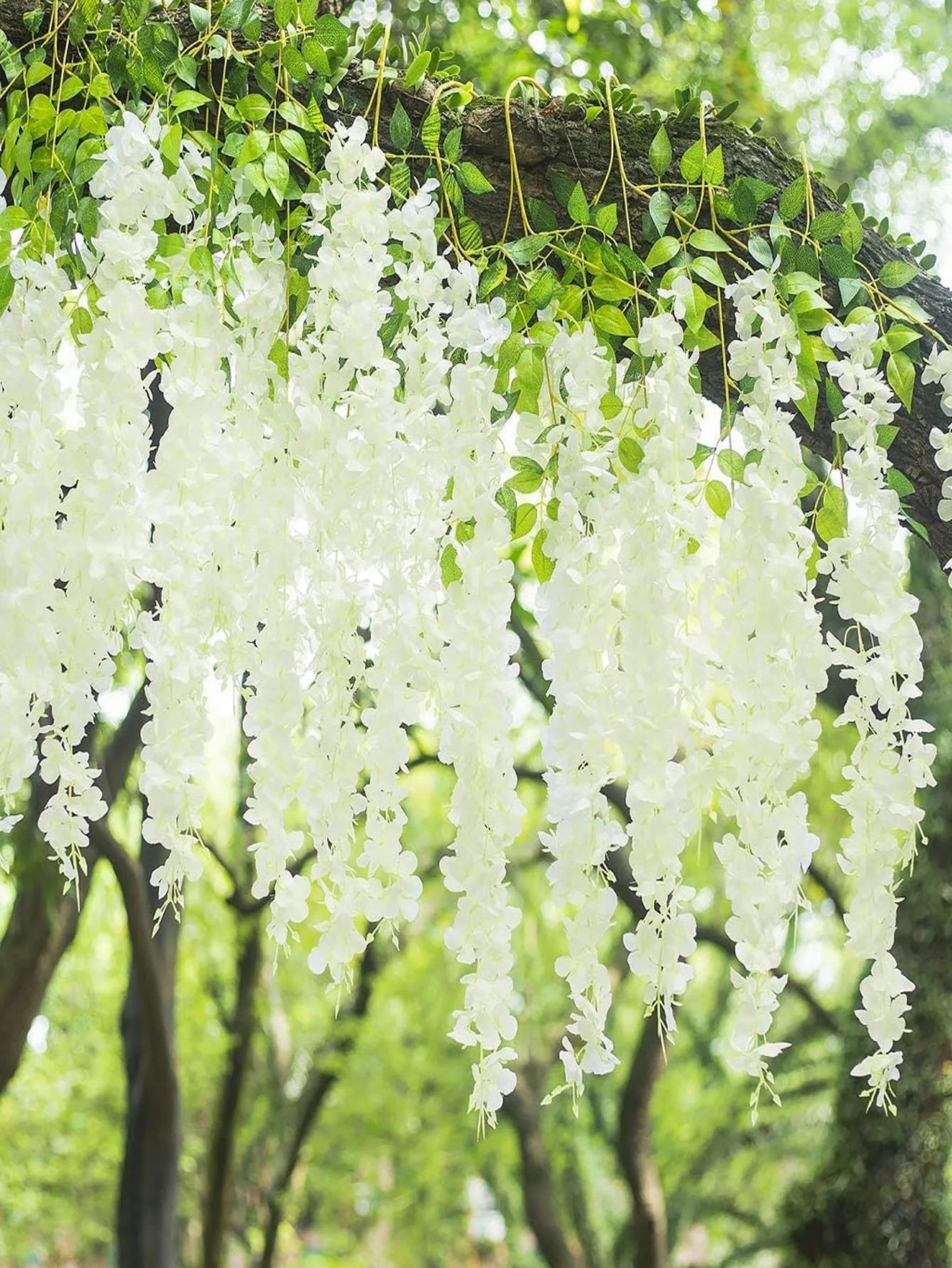 12pcs Artificial Flowers Hanging Wisteria Faux Flowers Garland Silk Vine Rattan Long String Home Outdoor Wedding Party Decor