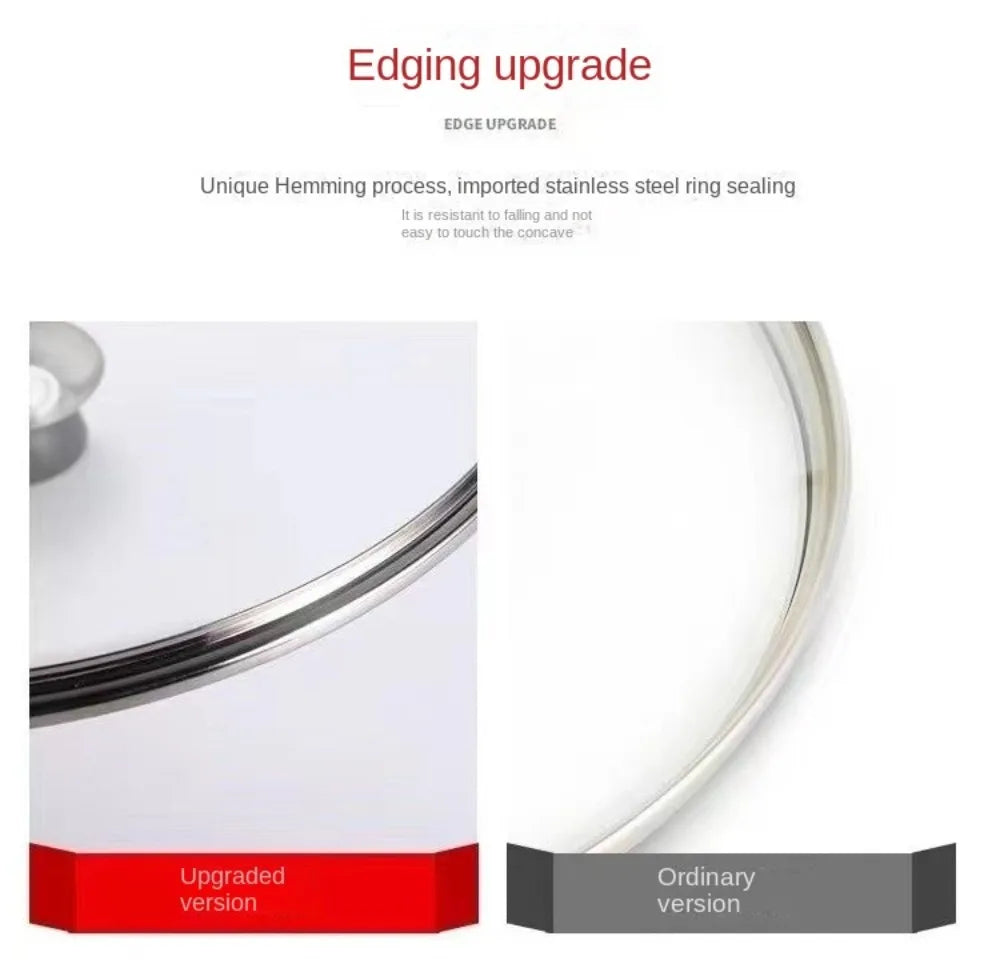Durable Universal Pot Cover Tempered Glass Visible Pot Lid Anti-scalding Round Cookware Parts Kitchen Accessories