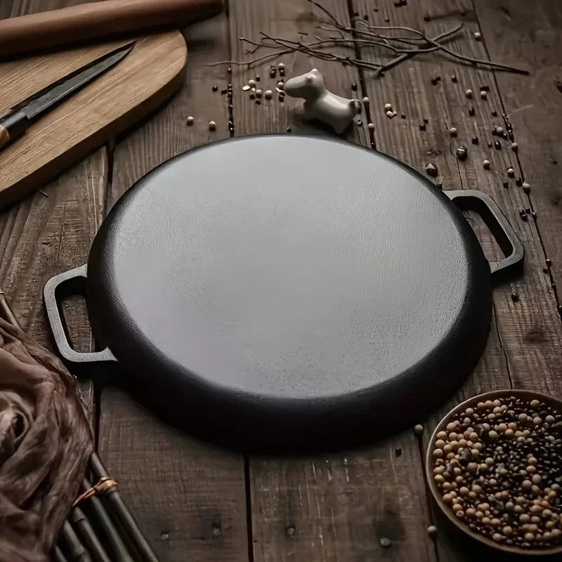 Cast Iron Frying Pan Non-stick Pan Pizza Egg Pancake Pot Vegetable Steak Skillet Home Kitchen Flat Pan Omelette Outdoor Cookware