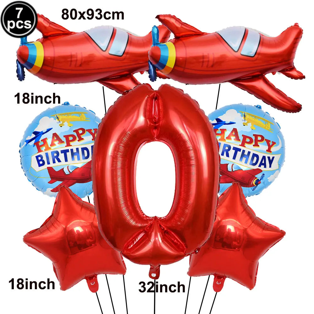 Airplane Birthday Party Supplies Plane Party Paper Plates Napkins Balloon Airplane Tablecloth Tableware for Baby Shower Decors