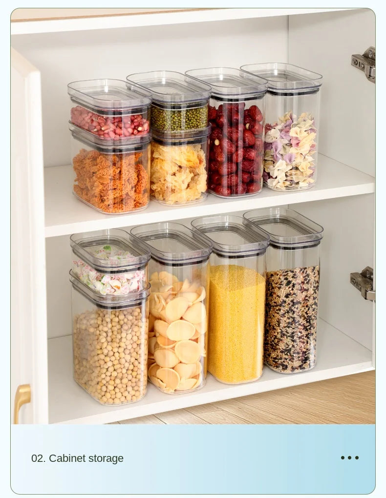 Large Capacity Sealed Jar Kitchen Cabinet Organizer Grain Soybean Nuts Storage Refrigerator Crisper Strong Plastic Sealed Tank
