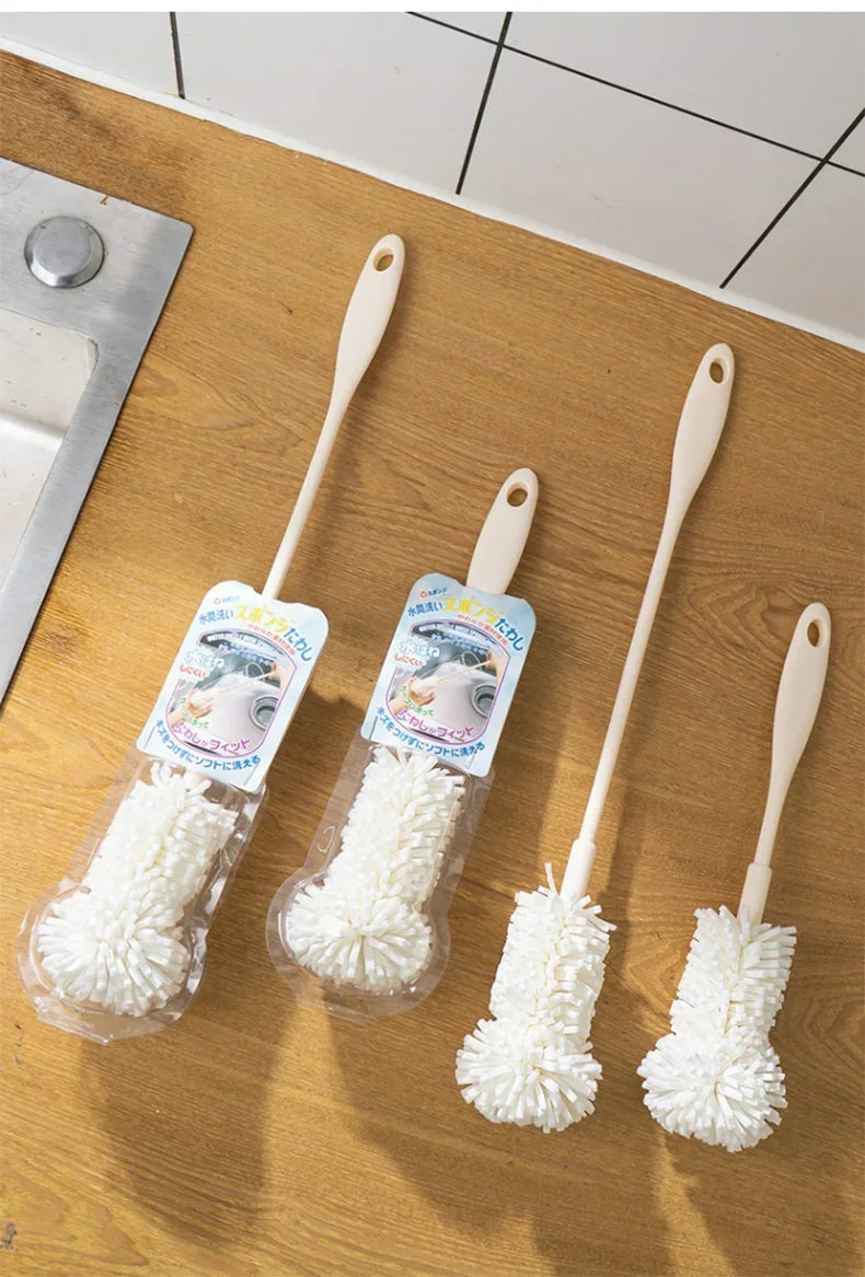 Sponge Brush Cup Scrubber Glass Cleaner Kitchen Cleaning Tool Long Handle Drink Wineglass Bottle Household Cleaning Brush