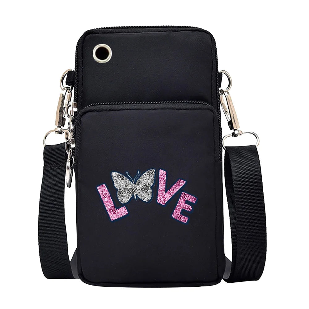Universal Mobile Phone Bag Iphone 13 Huawei Shoulder Cross-body Package Women Sport Pouch Unisex Arm Wrist Bags Butterfly Print