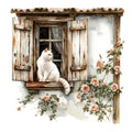 Cartoon Cat Window Wall Sticker Living Room Sofa Background Decoration Wallpaper For Home Decor Kids Room Art Decals M984