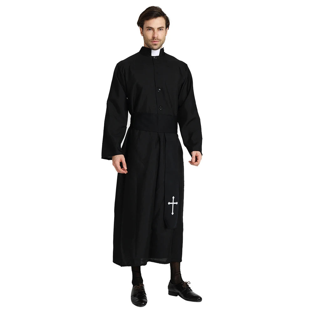 Adult Priest Pastor Minister Costume Men Religious Missionaries Clergyman Costumes Carnival Purim Mardi Gras Vocaloid Cosplay