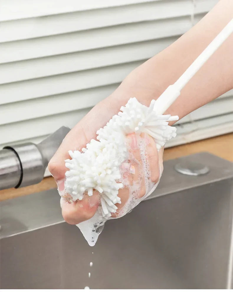 Sponge Brush Cup Scrubber Glass Cleaner Kitchen Cleaning Tool Long Handle Drink Wineglass Bottle Household Cleaning Brush