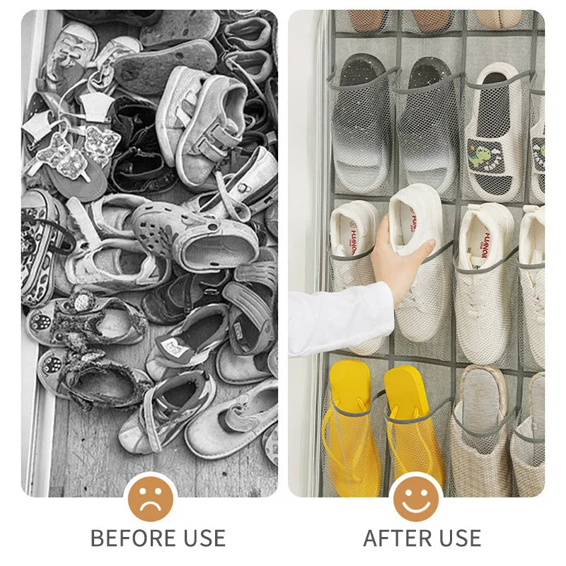 Wall Hanging Shoe Storage Organizer Bag Shoes Rack Over The Door Fabric Cabinet Closet Organizer For Shoes Clothes Storage Bag