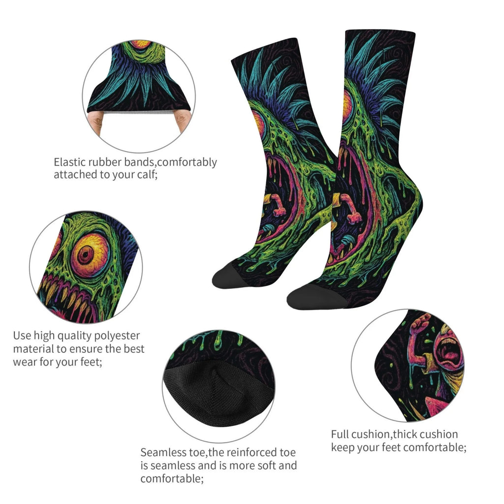 1 Pair Amusing Horror  Quirky Classic Horror Socks for Men Featuring A Retro Harajuku Street Style Perfect Funny Unique Gift