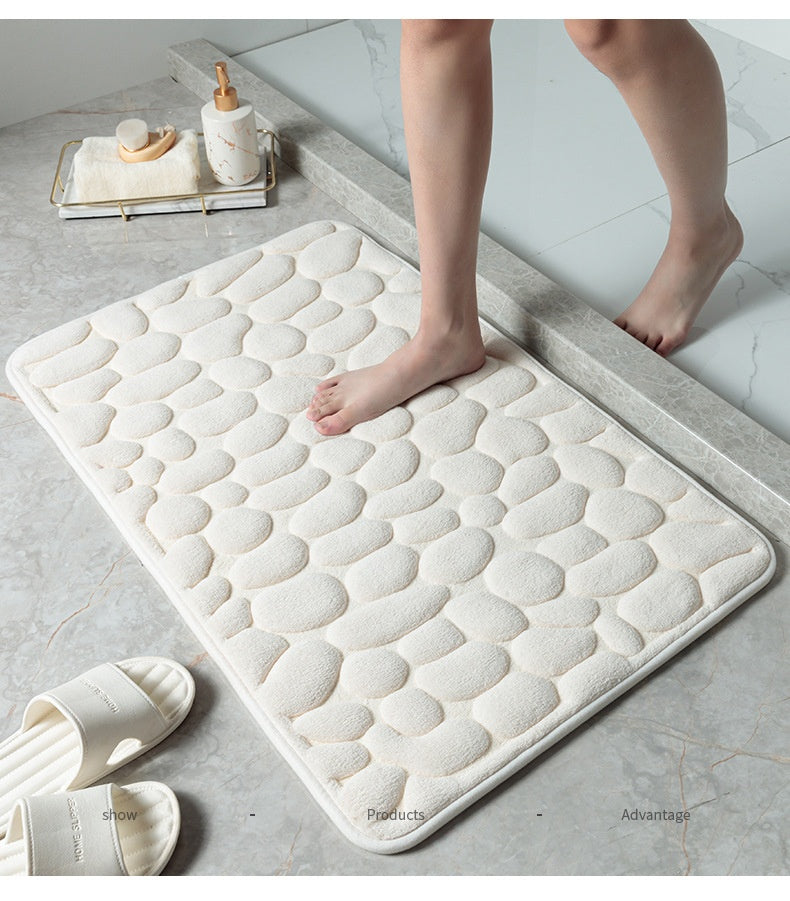 Mat Non-slip Carpets Cobblestone Embossed Bathroom Bath In Wash Basin Bathtub Side Floor Rug Shower Room Doormat Memory Foam