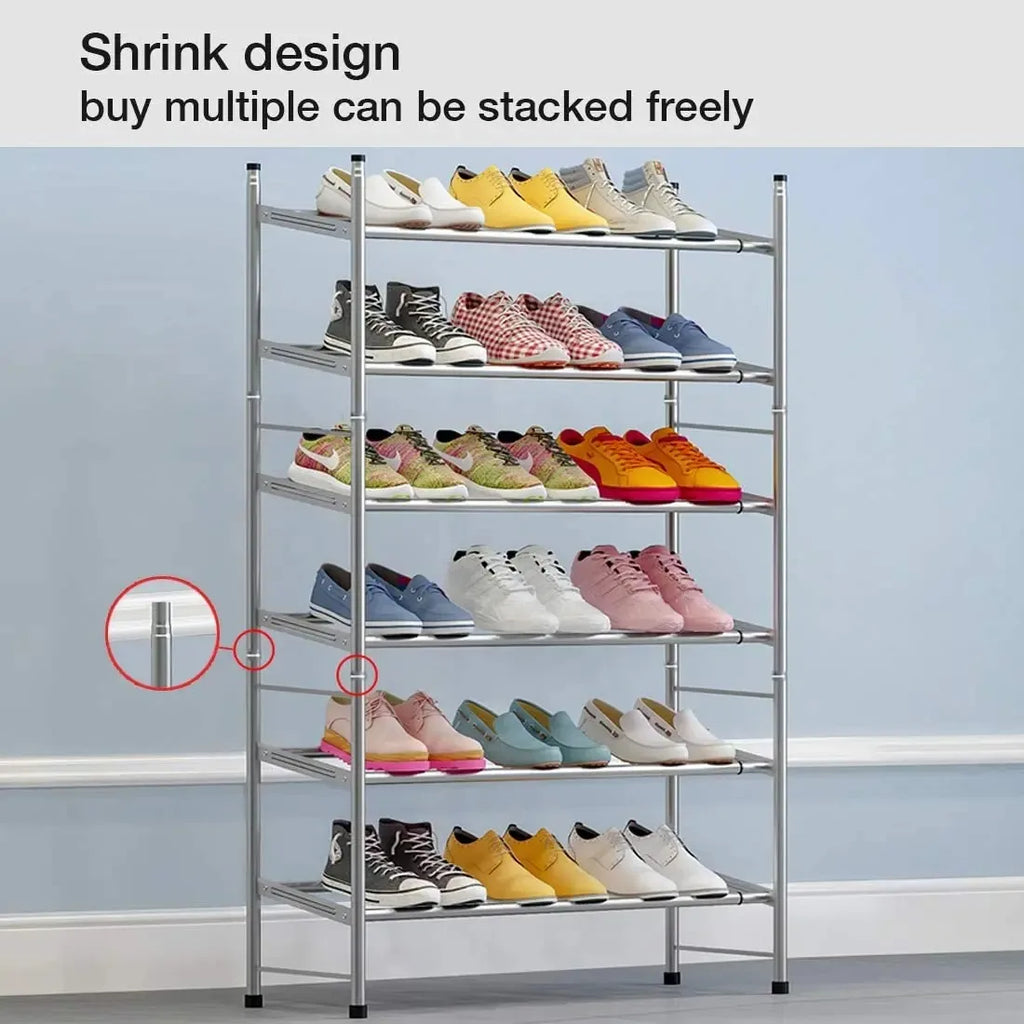 Shoe Rack Organizer Metal Iron of Expandable and Adjustable Shoes Organizer 18-36 Pairs Shoes Stackable Shoe Shelf for Doorway