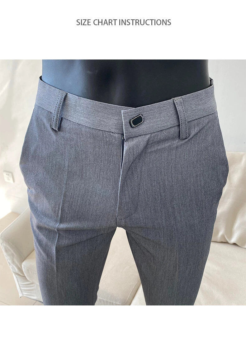 Men Dress Pants Thin Suit Pants Stretch Slim Formal Trousers Calça Masculina Solid Casual Pantalone Hombre Fashion Men Clothing
