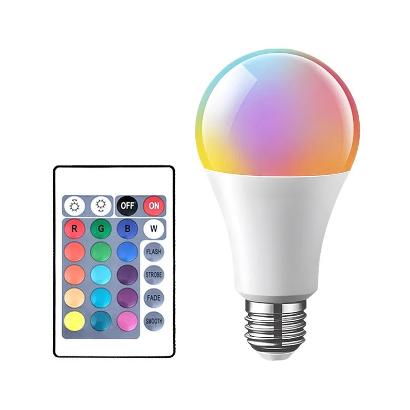 E27 RGB LED Light Bulb 220V Multicolor White Color Changing Lamp with IR Remote Control for Bedroom Party Home Decor