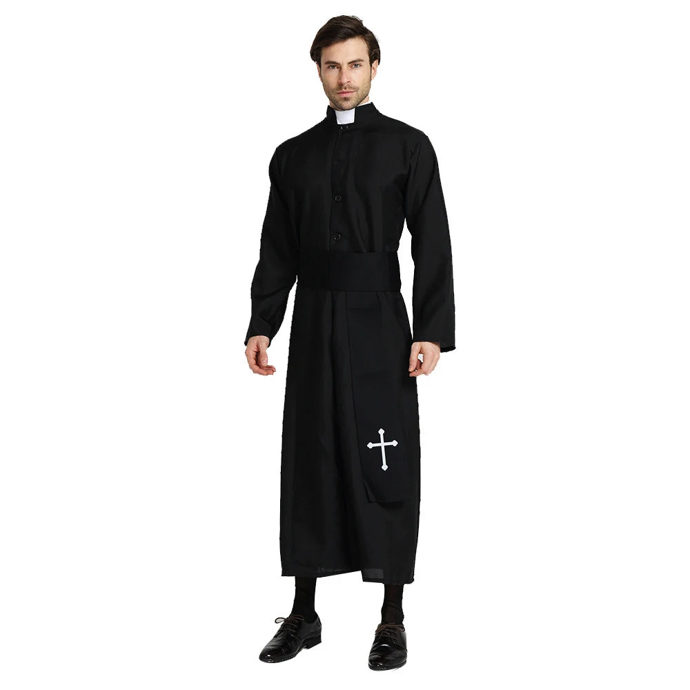 Adult Priest Pastor Minister Costume Men Religious Missionaries Clergyman Costumes Carnival Purim Mardi Gras Vocaloid Cosplay