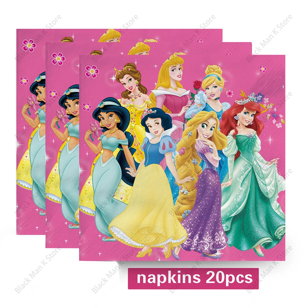 Princess Snow Queen Theme Disposable Tableware Decorations Kid Girl Birthday Party Supplies Princess Cup Plate Tablecloth Set