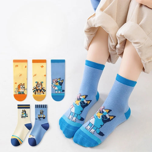 5pcs Bluey Bingo Fashion Cute Socks Anime Characters Men and Women Outdoor Cycling Comfortable Socks Birthday Gifts