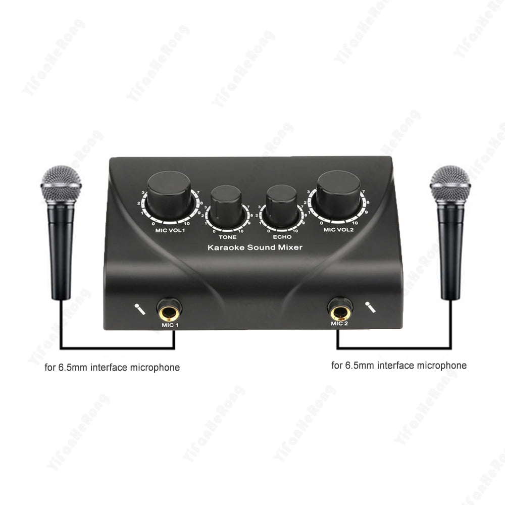 Portable Karaoke Sound Mixer Professional Dual Mic Inputs Audio System  Digital Audio Sound Machine Echo OK Mixer System