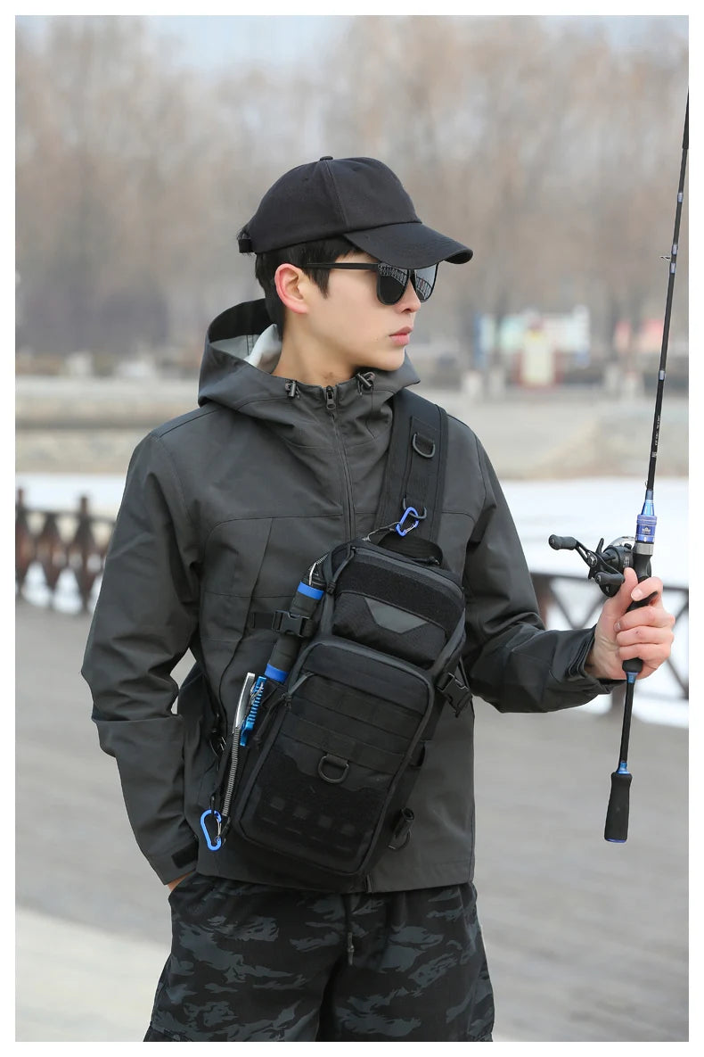 Men Chest Bag Molle Fanny Pack Outdoor Sport Fishing Hunting Camping Hiking Tactical Hook and Loop Fastener Sling Shoulder Bag
